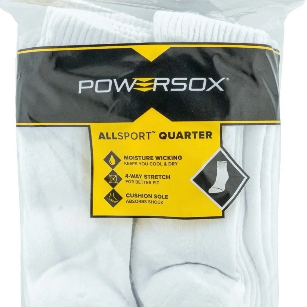 PowerSox Men's Cushion Quarter Socks, 12-Pack x2